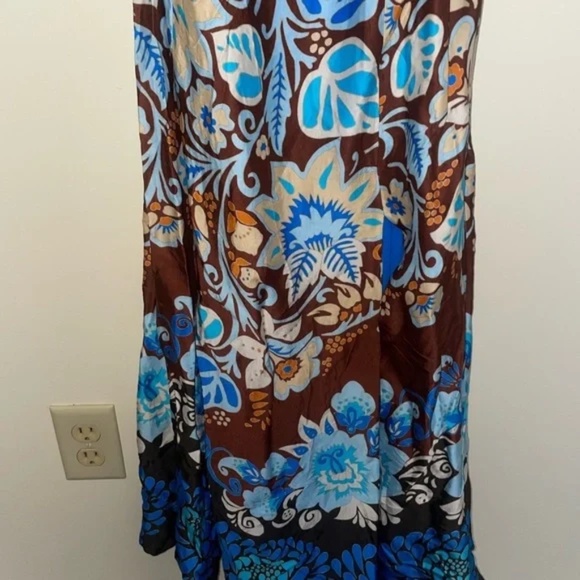 Alexis NWT Nisa Halter Midi Dress Blue Brown Floral Print Size M Resort Wedding - Picture 9 of 12
